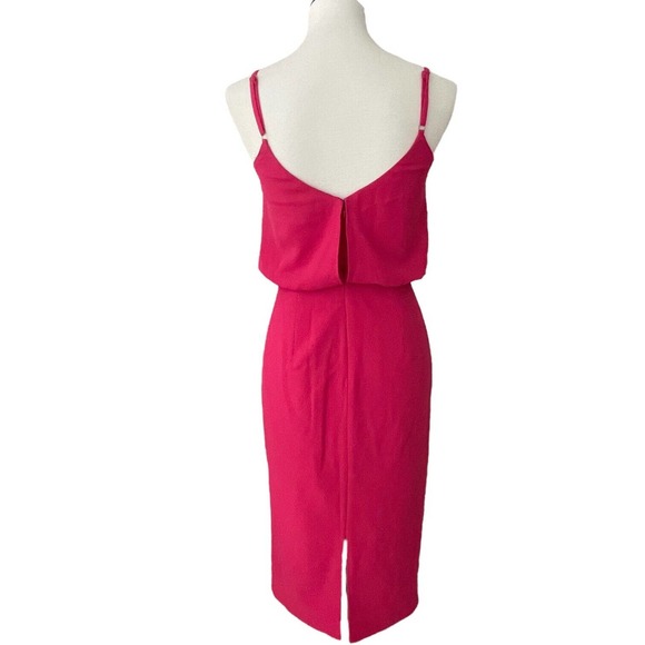 Dress The Population Alondra Raspberry Pink Slim Blouson Sheath Dress Size S - Picture 2 of 8